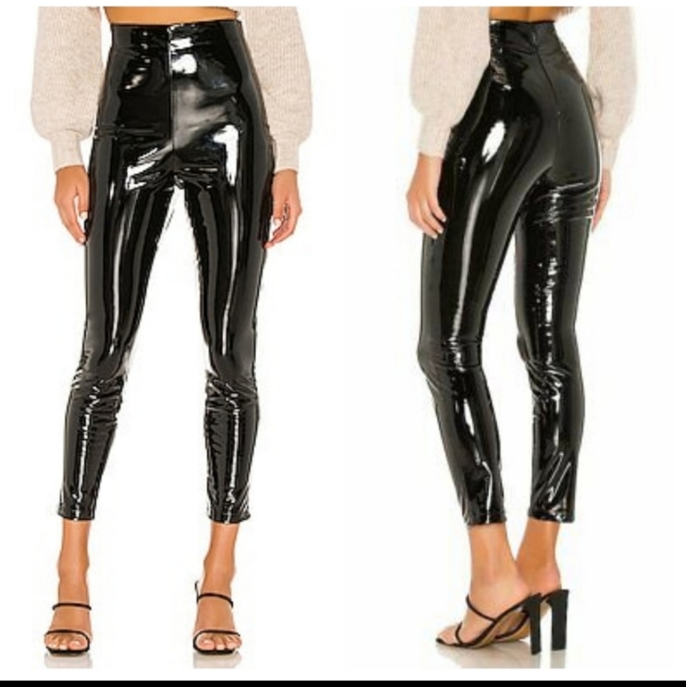NWT Michael Costello x Revolve patent faux leather pants flaw*